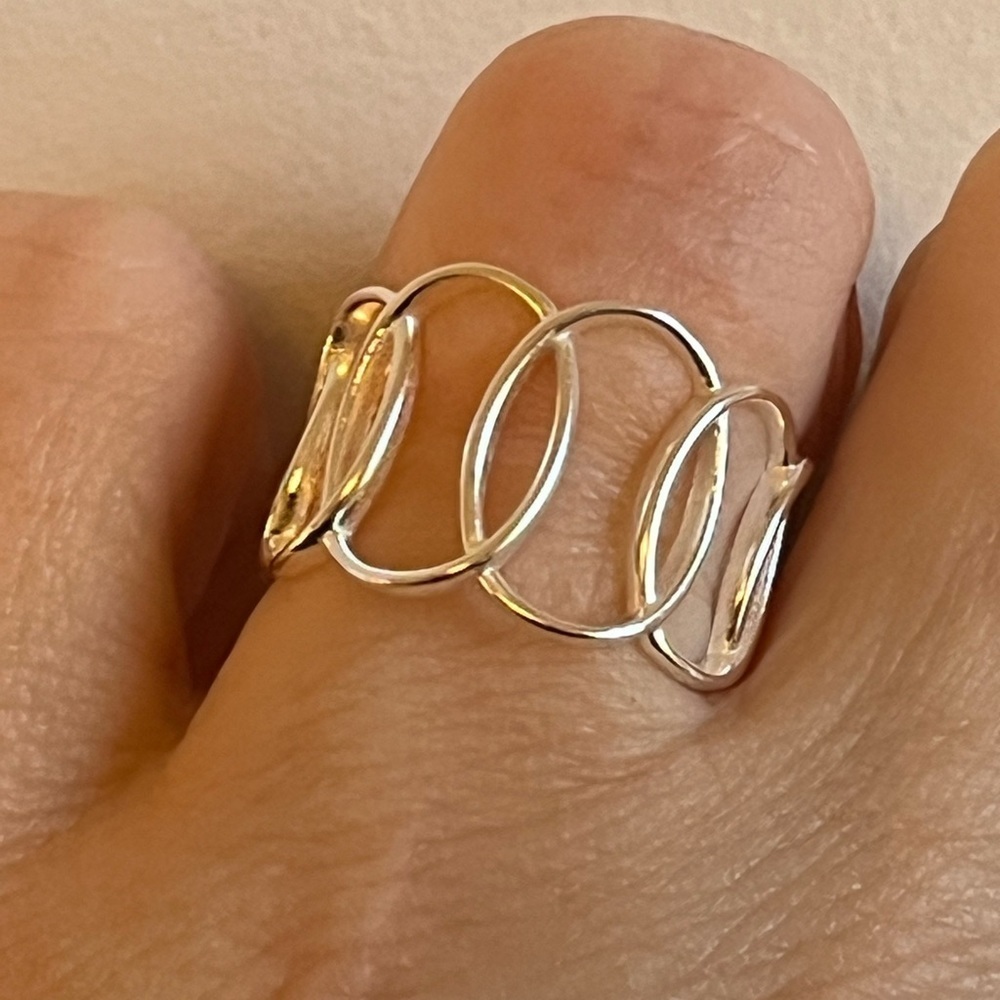 925 Solid Sterling Silver Abstract Ring - image 2